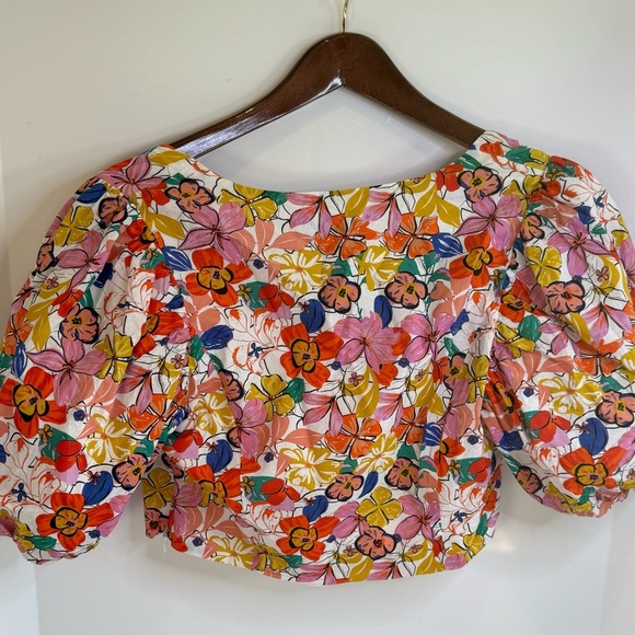 Endless rose large floral cropped blouse NWT - Picture 2 of 12